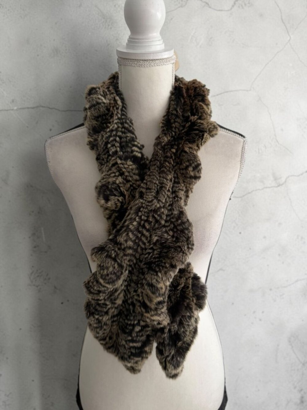 BASLER Dark Brown Rabbit Fur Scarf Womens